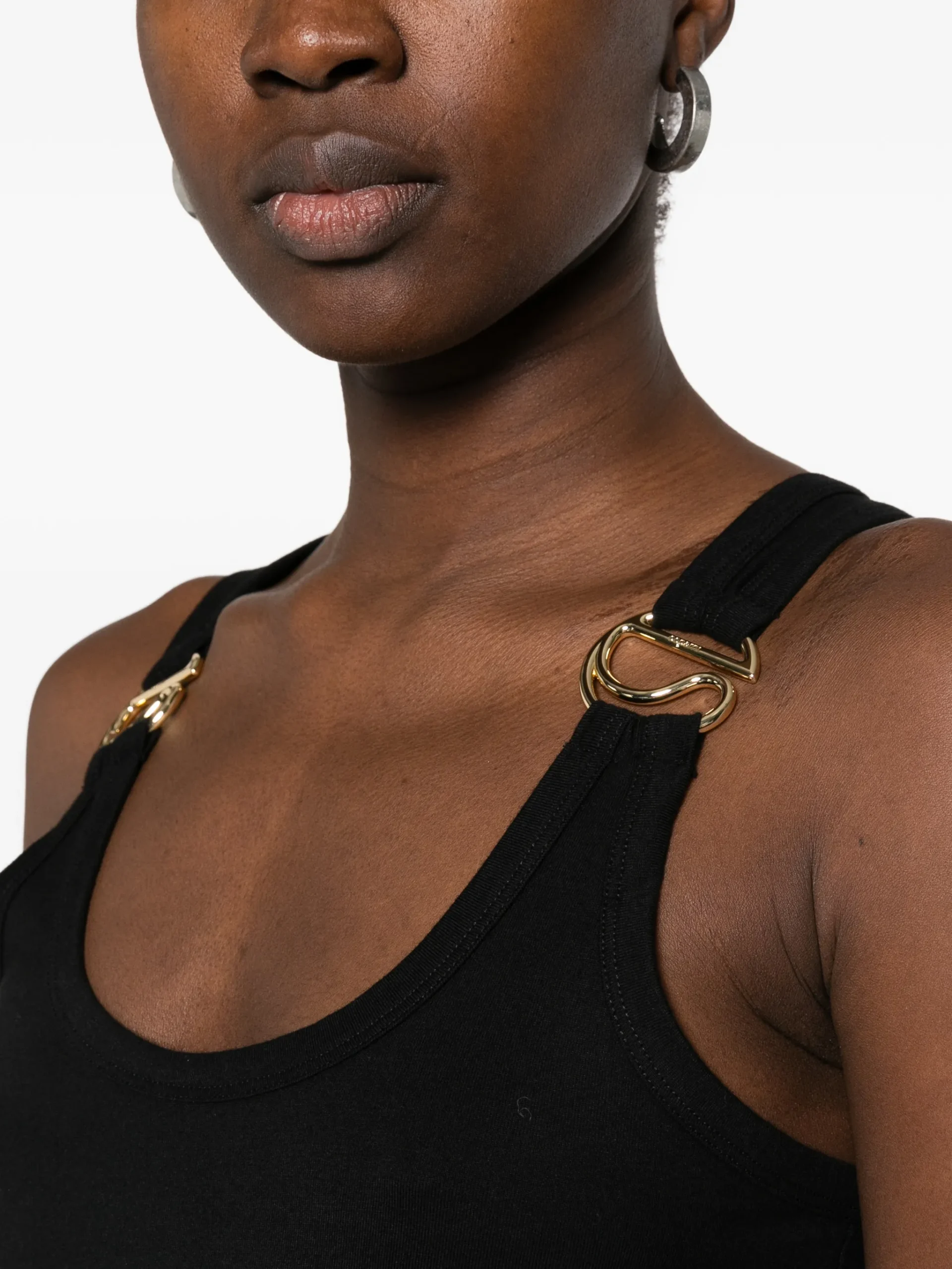 Top Coperni Buckle-Detail Ribbed Tank negru - imagine 5