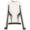 Top The Attico Lace-Insert Ribbed-Knit alb