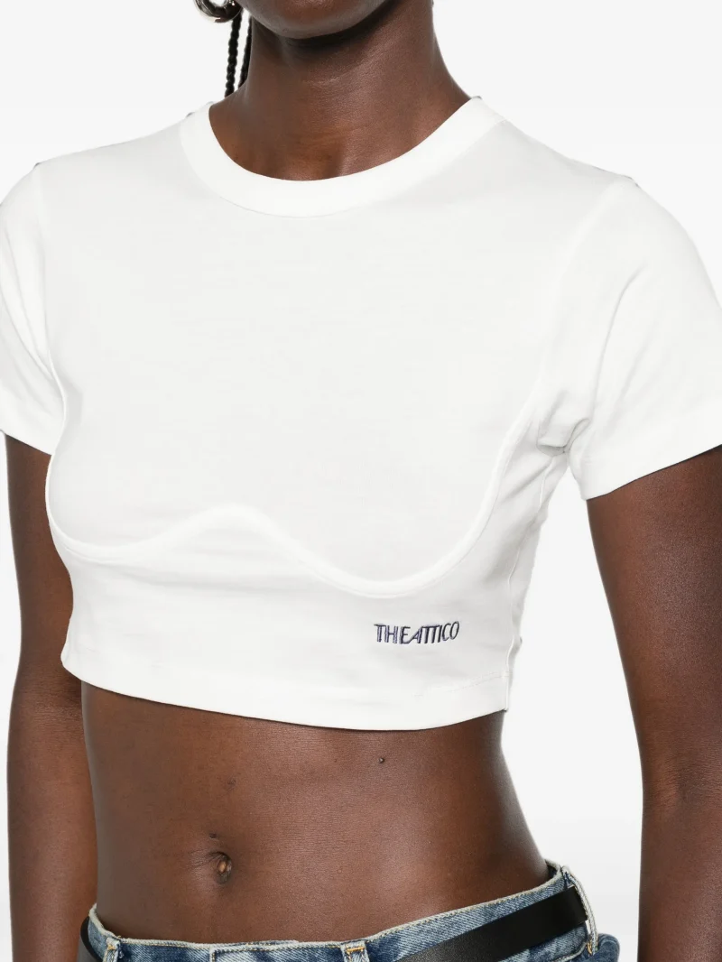 Tricou The Attico Corset-Style alb - imagine 5