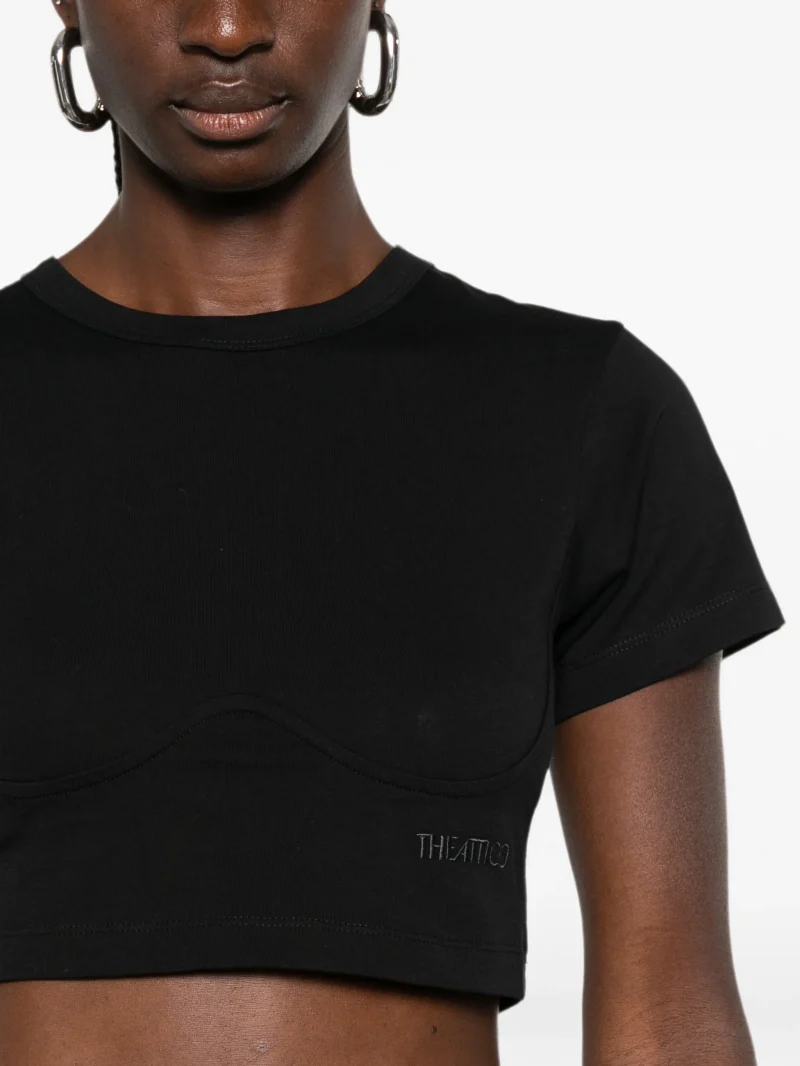 Tricou The Attico Corset-Style negru - imagine 5