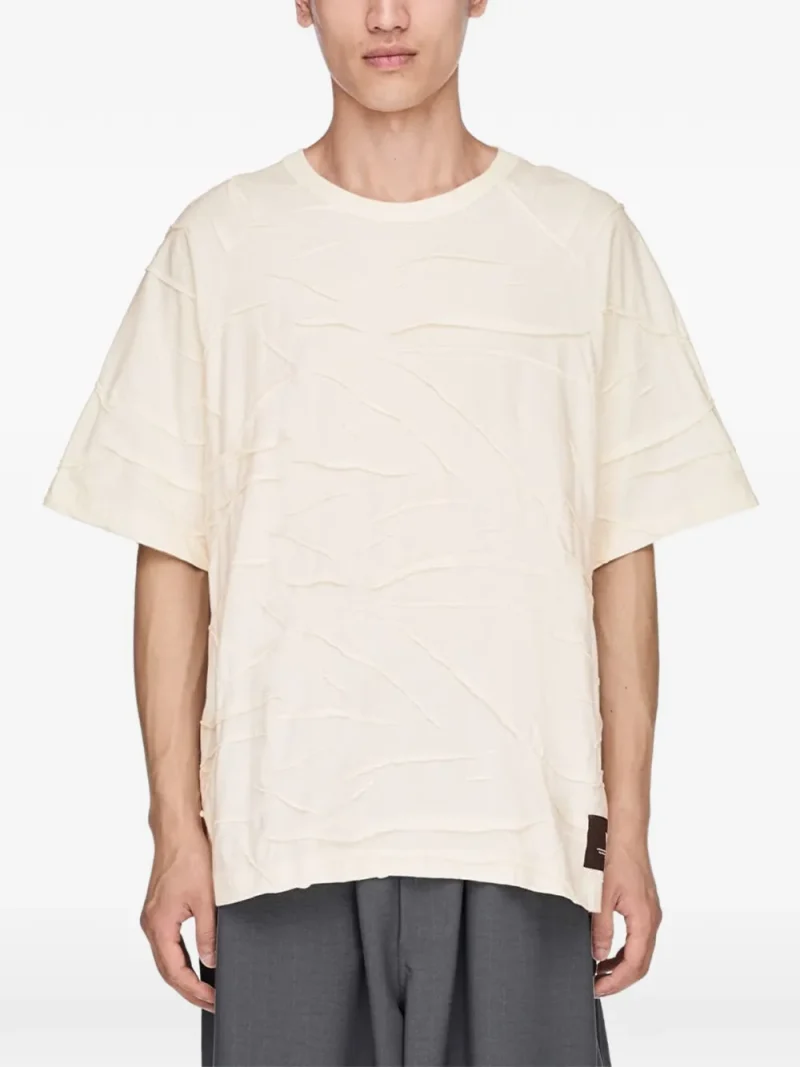Tricou Y-3 Pleated Short-Sleeve alb