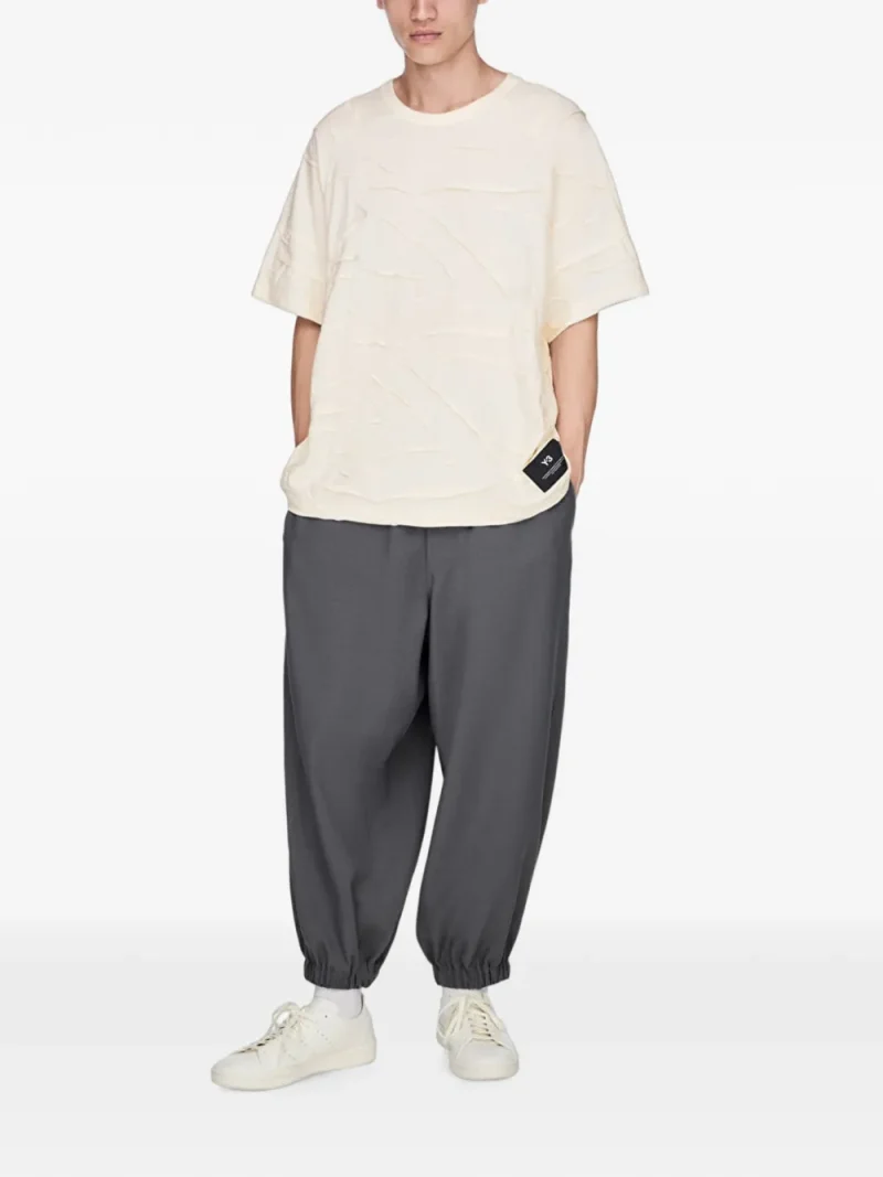 Tricou Y-3 Pleated Short-Sleeve alb - imagine 4