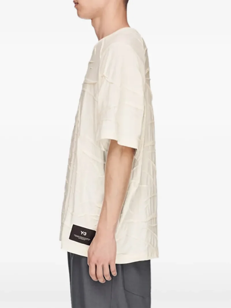 Tricou Y-3 Pleated Short-Sleeve alb - imagine 3