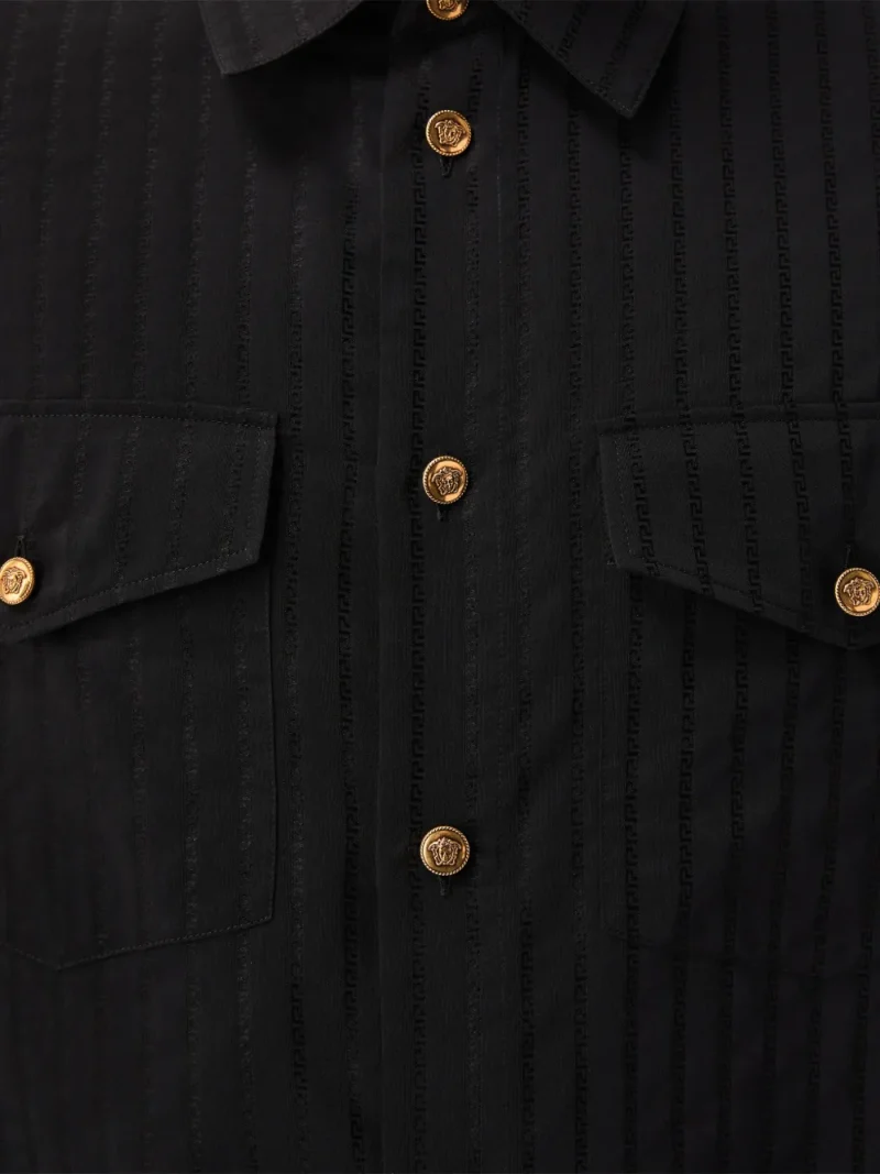 Camasa Versace Jacquard Cotton-Silk Regular negru - imagine 4
