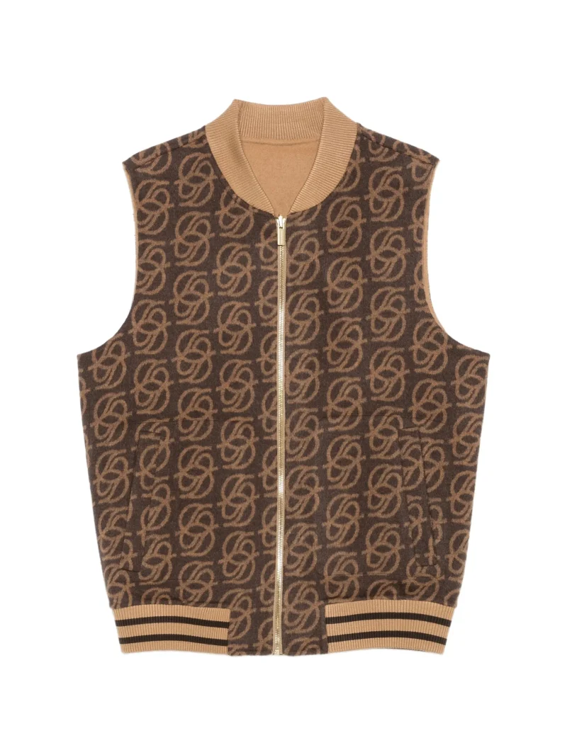 Vesta Drole De Monsieur Monogram-Pattern Wool maro