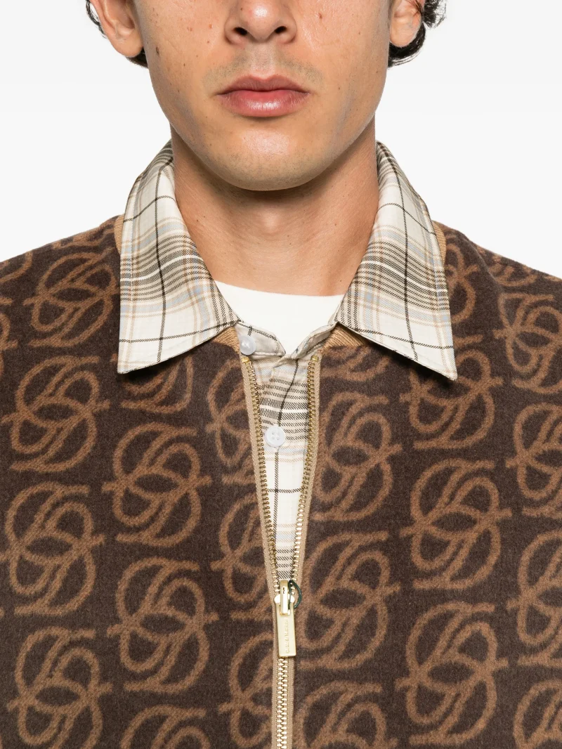 Vesta Drole De Monsieur Monogram-Pattern Wool maro - imagine 5